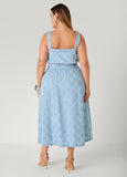 Perforated Denim Midaxi Dress