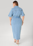 Sash Belt Denim Maxi Dress