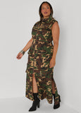 Camo Denim Cargo Maxi Dress
