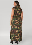 Camo Denim Cargo Maxi Dress