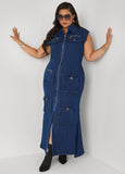 Denim Cargo Maxi Dress