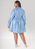 Sequined Checked Denim Shirtdress