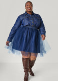 Tulle Paneled Denim Dress