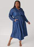 Snap Detailed Chambray Shirtdress