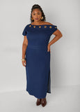 One Shoulder Grommet Maxi Dress