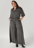 Leopard Denim Wide Leg Jumpsuit