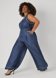 Tall Wide Leg Chambray Jumpsuit