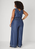 Tall Wide Leg Chambray Jumpsuit