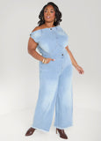Off The Shoulder Denim Jumpsuit