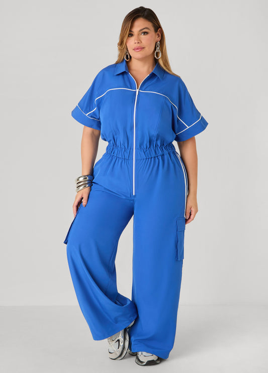 Striped Cargo Jumpsuit