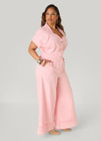 Wide Leg Frayed Denim Jumpsuit