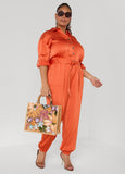 Hammered Satin Joggers Jumpsuit