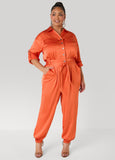 Hammered Satin Joggers Jumpsuit