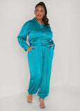 Hammered Satin Joggers Jumpsuit