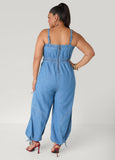 Tall Convertible Denim Joggers Jumpsuit