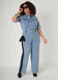 Bow Embellished Denim Jumpsuit