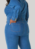 Flared Denim Jumpsuit