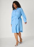 Pinstriped Waist Tie Shirtdress