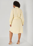 Pinstriped Waist Tie Shirtdress