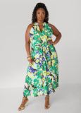 Plus Size A Line Dress Floral Print Maxi Dress Summer Fit Flare Dress