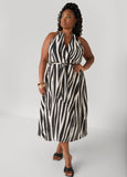 Plus Size A Line Dress Striped Maxi Dress Summer Fit Flare Dress