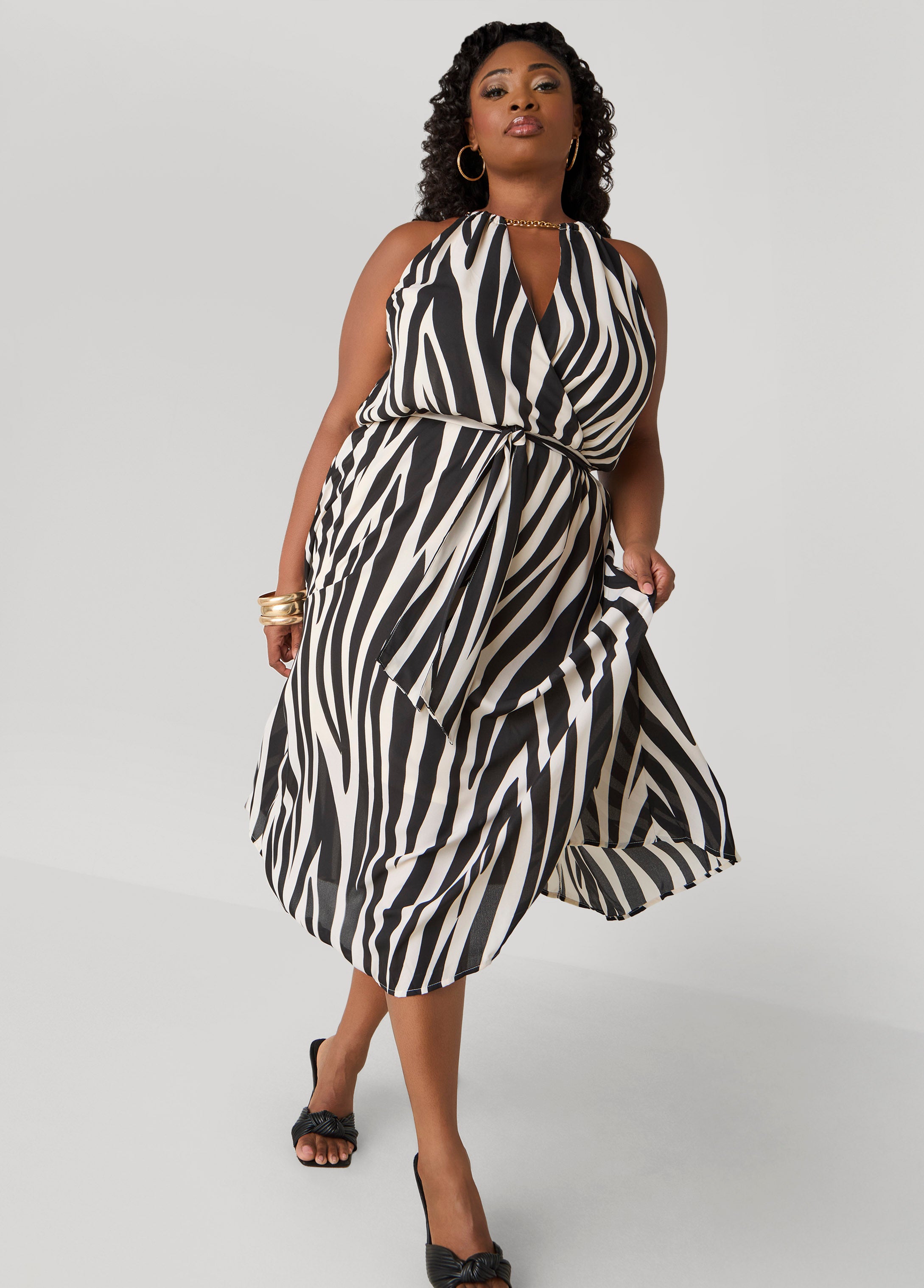 Plus Size A Line Dress Striped Maxi Dress Summer Fit Flare Dress