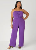 Plus Size Strapless Summer Wide Leg Purple Jumpsuit