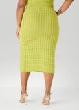Textured Checked Midi Skirt