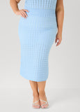 Checked Textured Midi Skirt