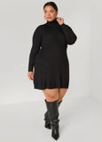 Plus Size Ribbed Mini Sweater Dress
