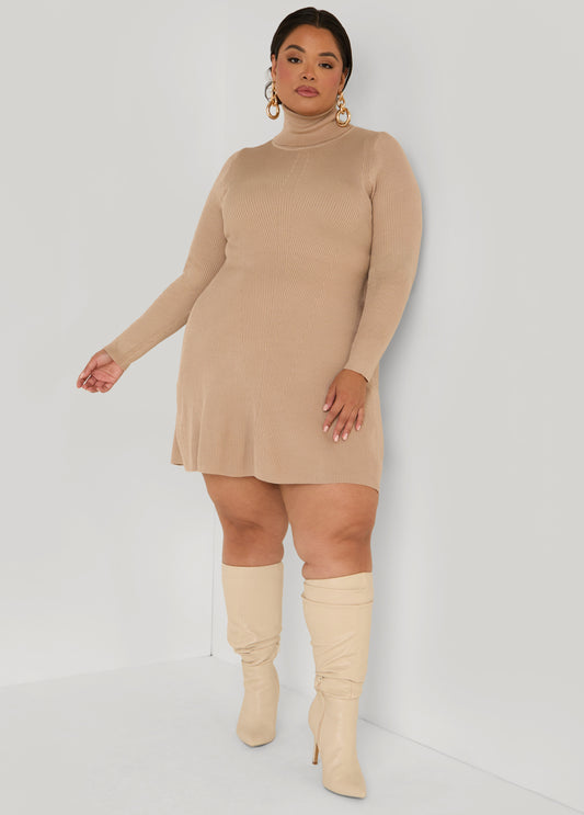 Ribbed Mini Sweater Dress