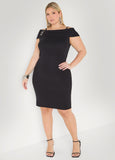 Plus Size Cold Shoulder Buckle Bodycon Dress