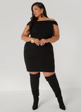 Ribbed Off The Shoulder Mini Dress