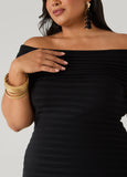 Ribbed Off The Shoulder Mini Dress