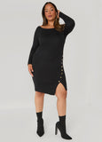 Plus Size Button Embellished Sweater Dress