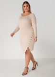 Button Embellished Sweater Dress
