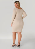 Button Embellished Sweater Dress