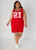 Jacquard Paneled Open Knit Dress
