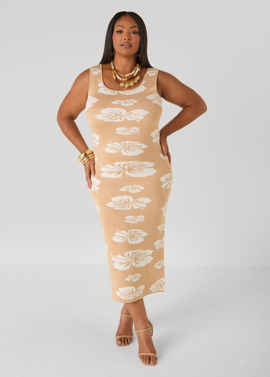 Floral Jacquard Sweater Dress