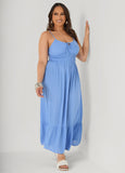 Smocked Tie Front Maxi Dress