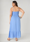 Smocked Tie Front Maxi Dress