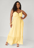 Smocked Tie Front Maxi Dress