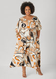 Tie Back Scroll Print Maxi Dress