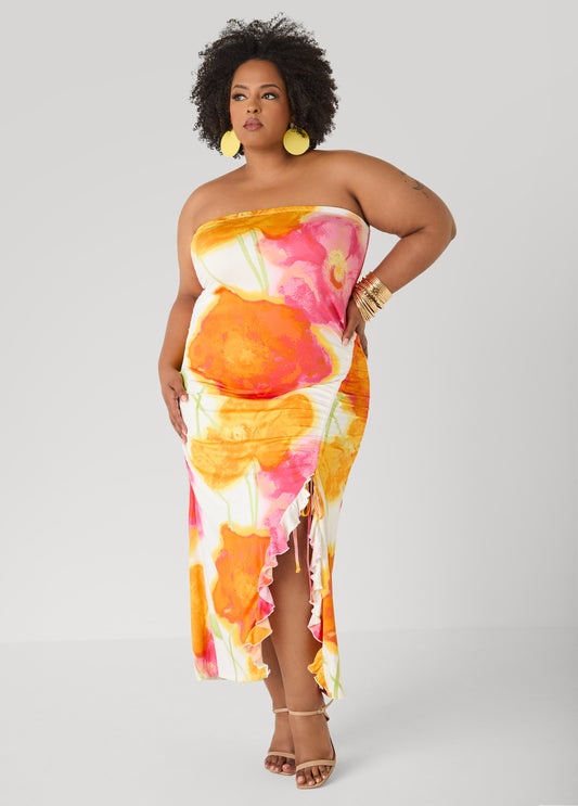 Strapless Floral Maxi Dress