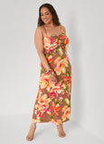Ruched Floral Print Maxi Dress