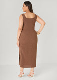 Textured Square Neck Midaxi Dress