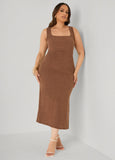 Textured Square Neck Midaxi Dress