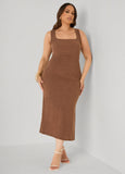 Textured Square Neck Midaxi Dress