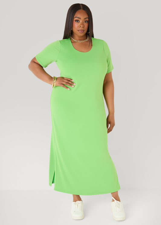 Plus Size Knit Maxi Dress Casual Tee Everyday T Shirt Dress