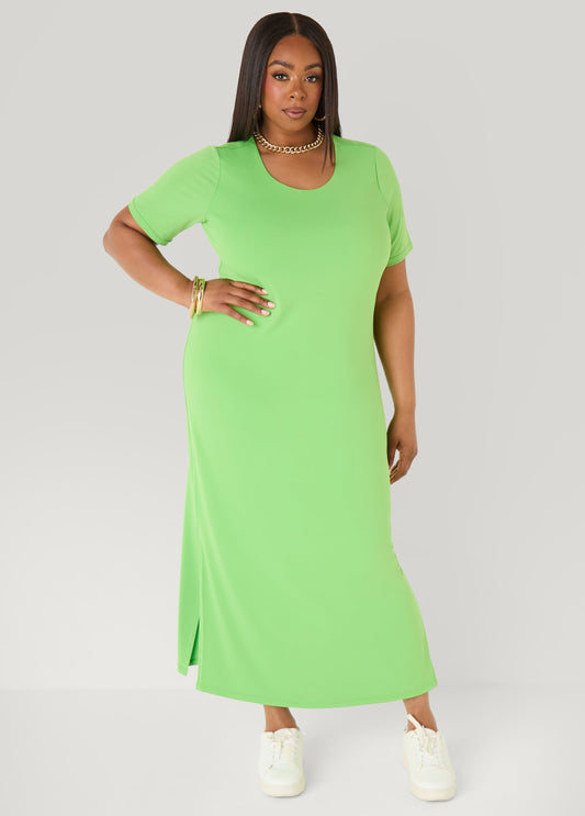 Plus Size Knit Maxi Dress Casual Tee Everyday T Shirt Dress